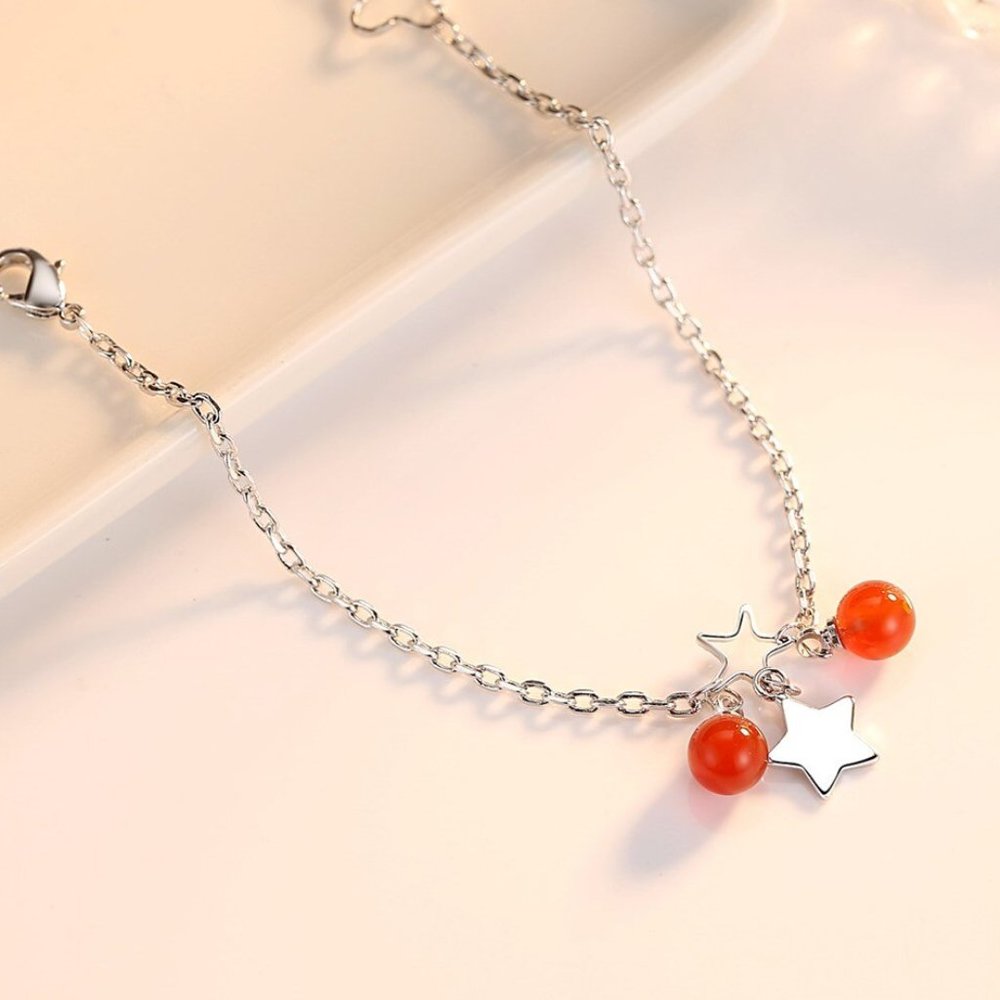 925 sterling silver agate pearl pentagram bracelet for Woman, J642